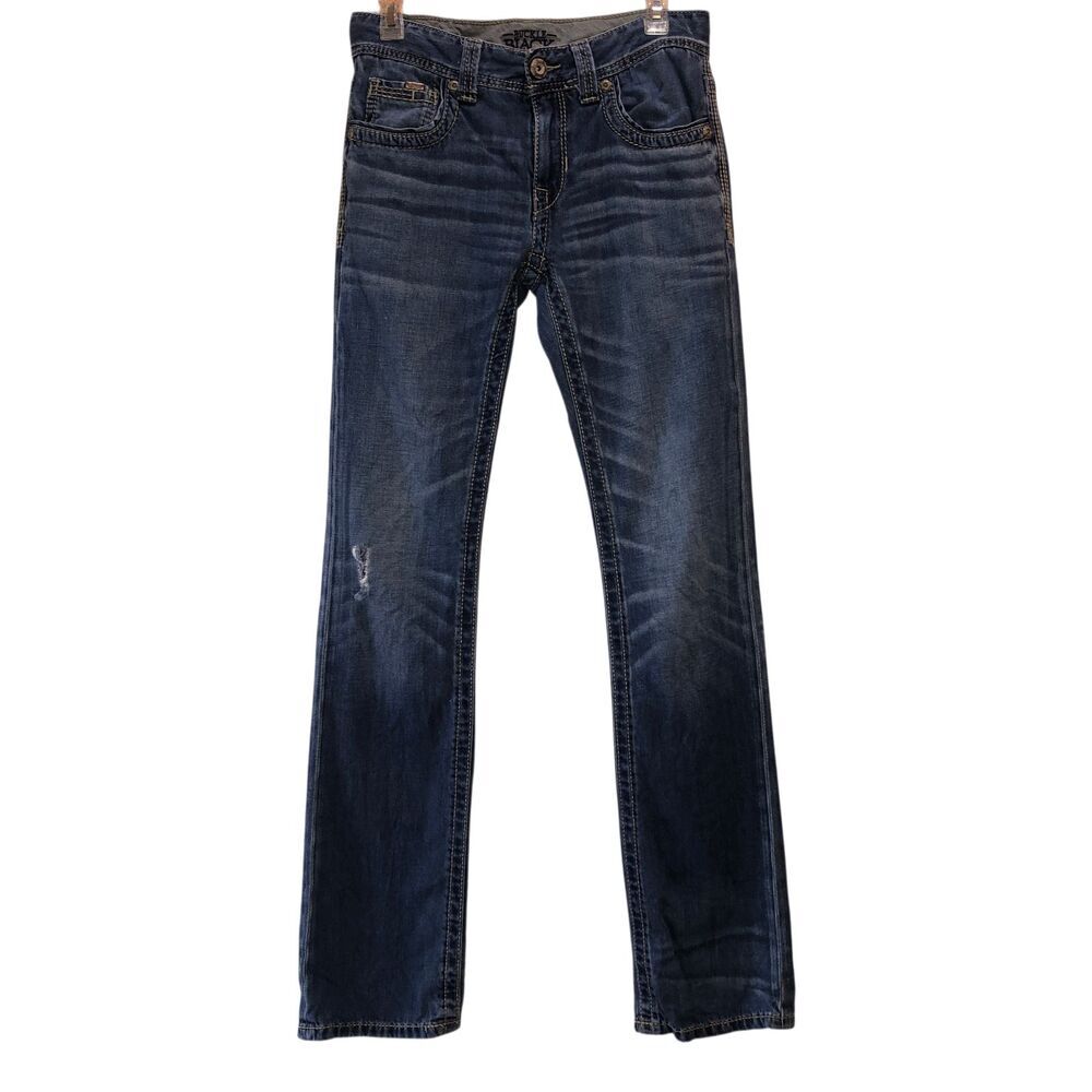 BKE Buckle Black Mens Size 29 x 34 Medium Wash 3 Fit Distressed Denim Jeans